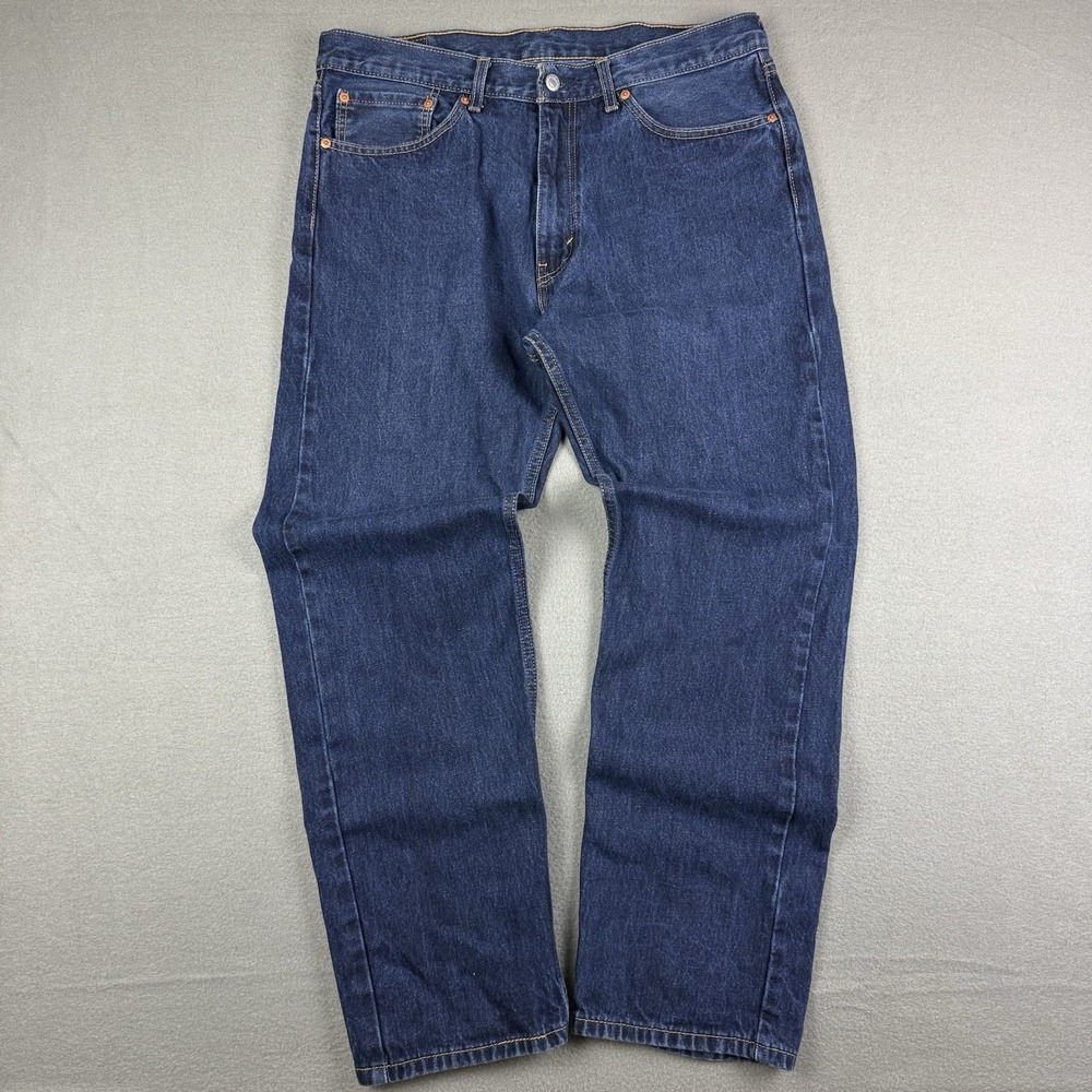 Levis Jeans 505 Relaxed Fit Straight Leg‎ Men's Size 36x32 Dark Wash Blue Cotton